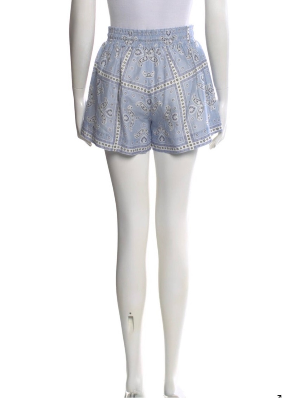 Sandro Light Blue Bandana Print High-Waisted Shorts - Picture 4 of 5